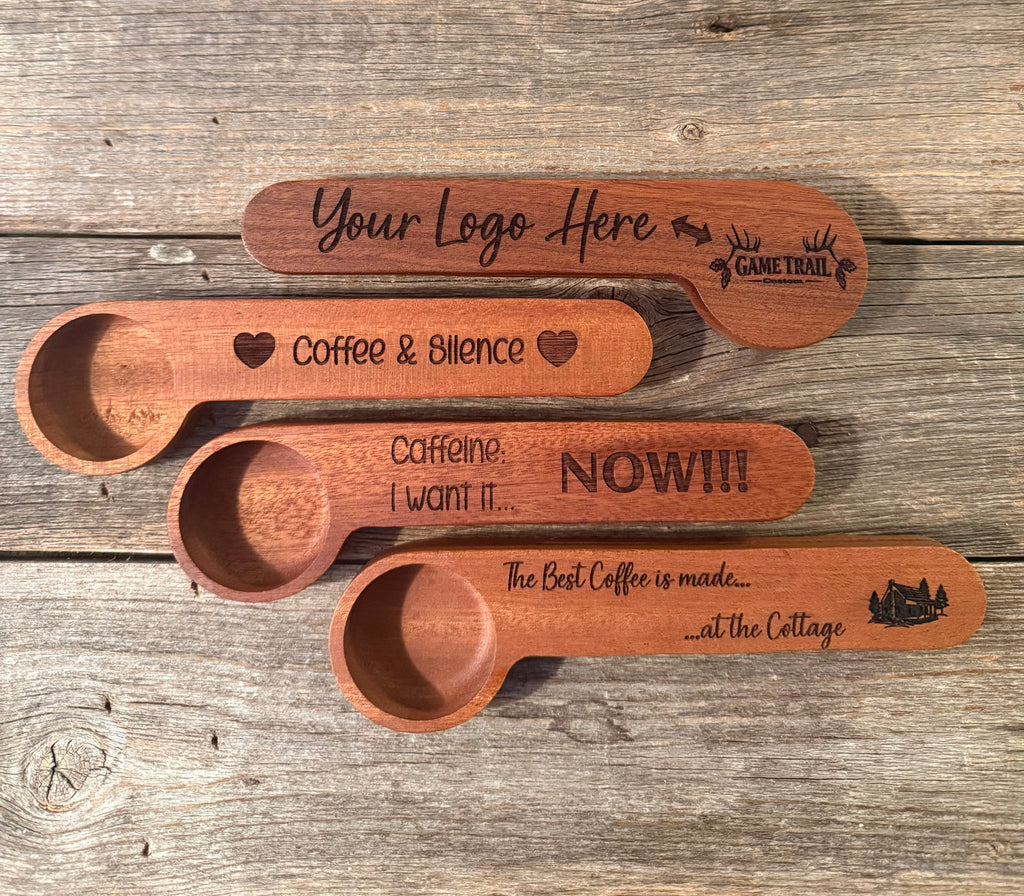 Custom Engraved Wooden Coffee Spoon with Clip