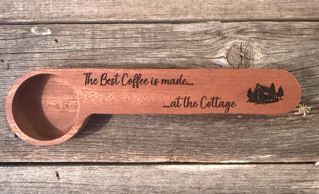 Custom Engraved Wooden Coffee Spoon with Clip