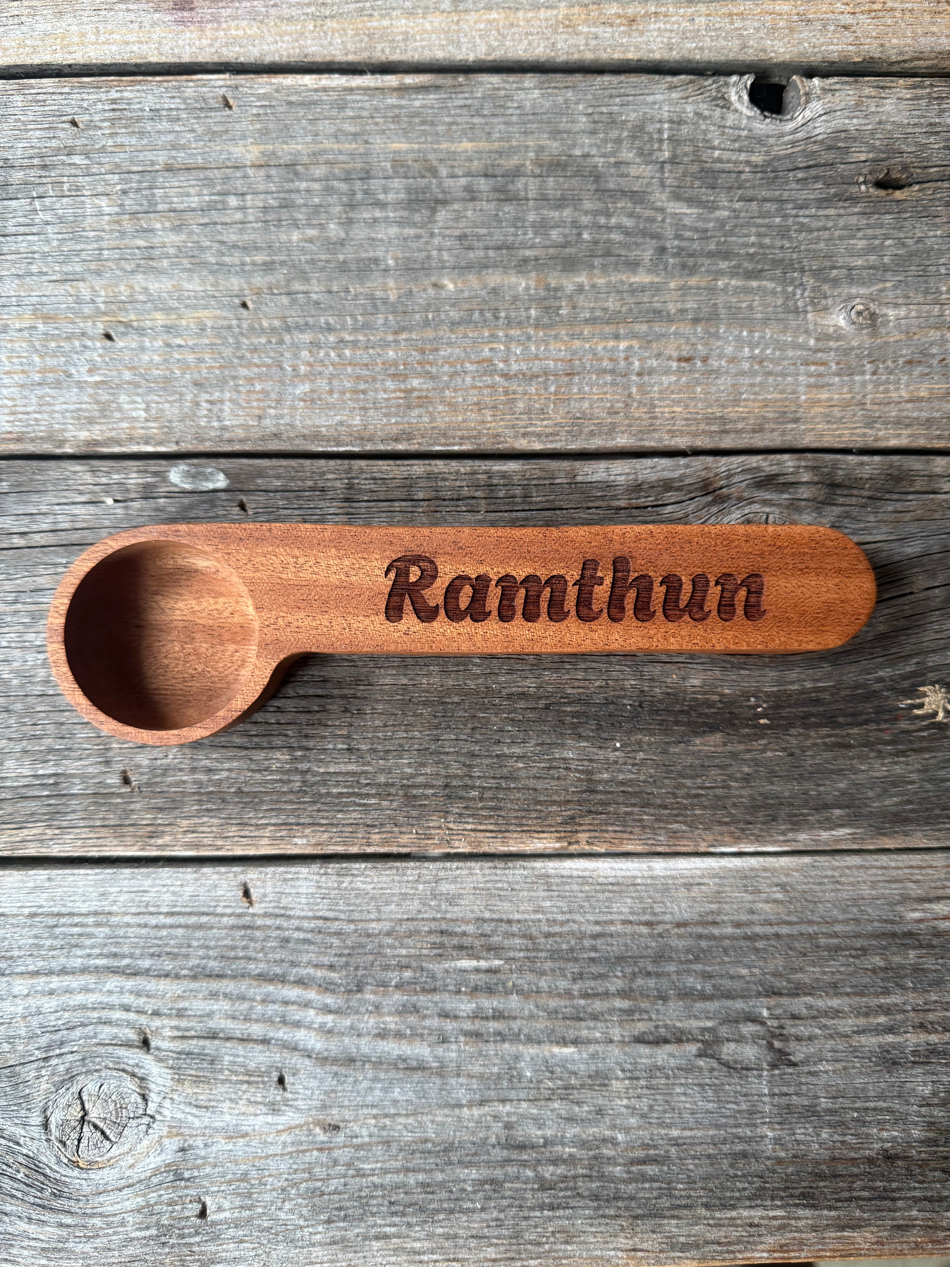Custom Engraved Wooden Coffee Spoon with Clip