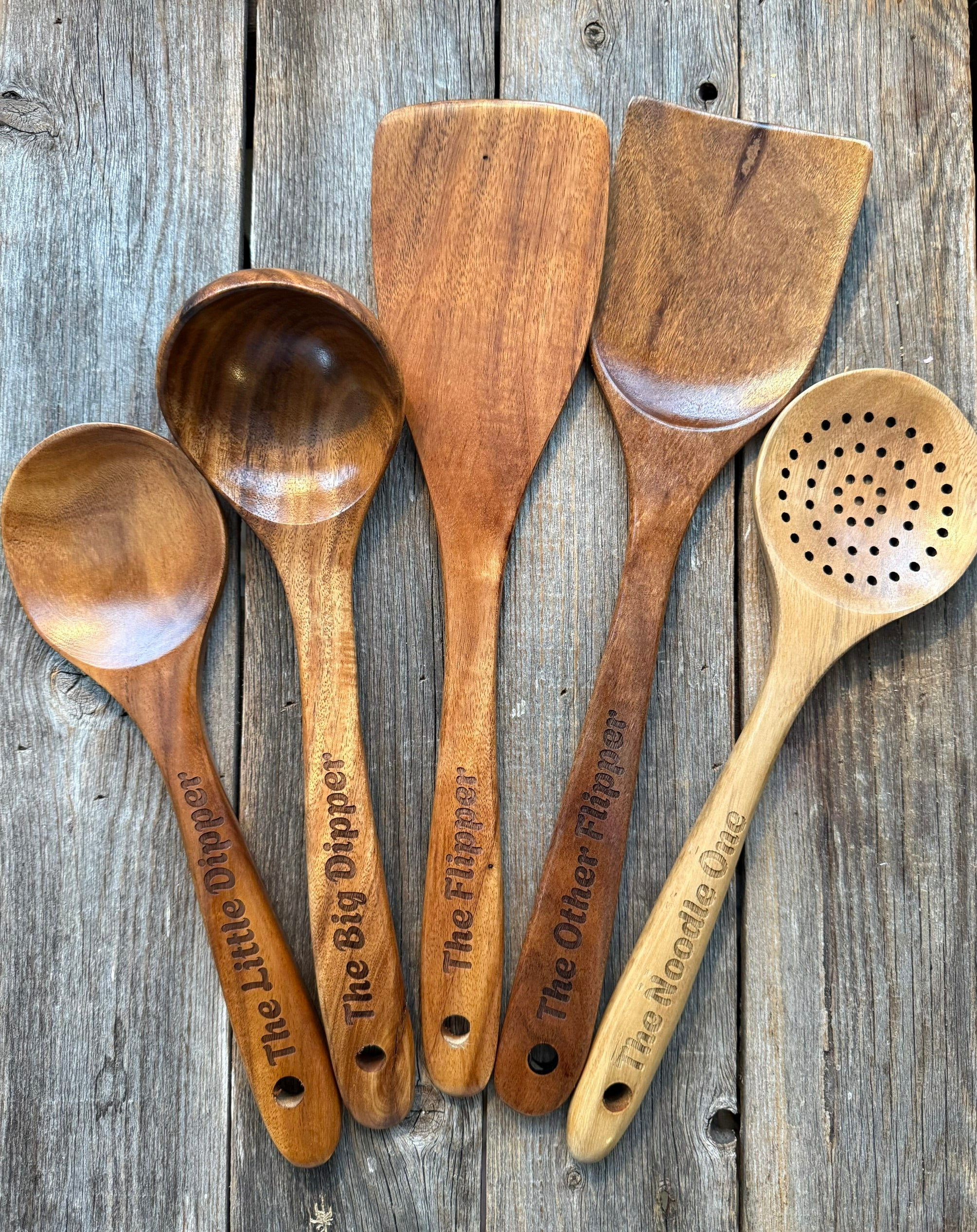 Custom Engraved Wooden Kitchen Utensil Set