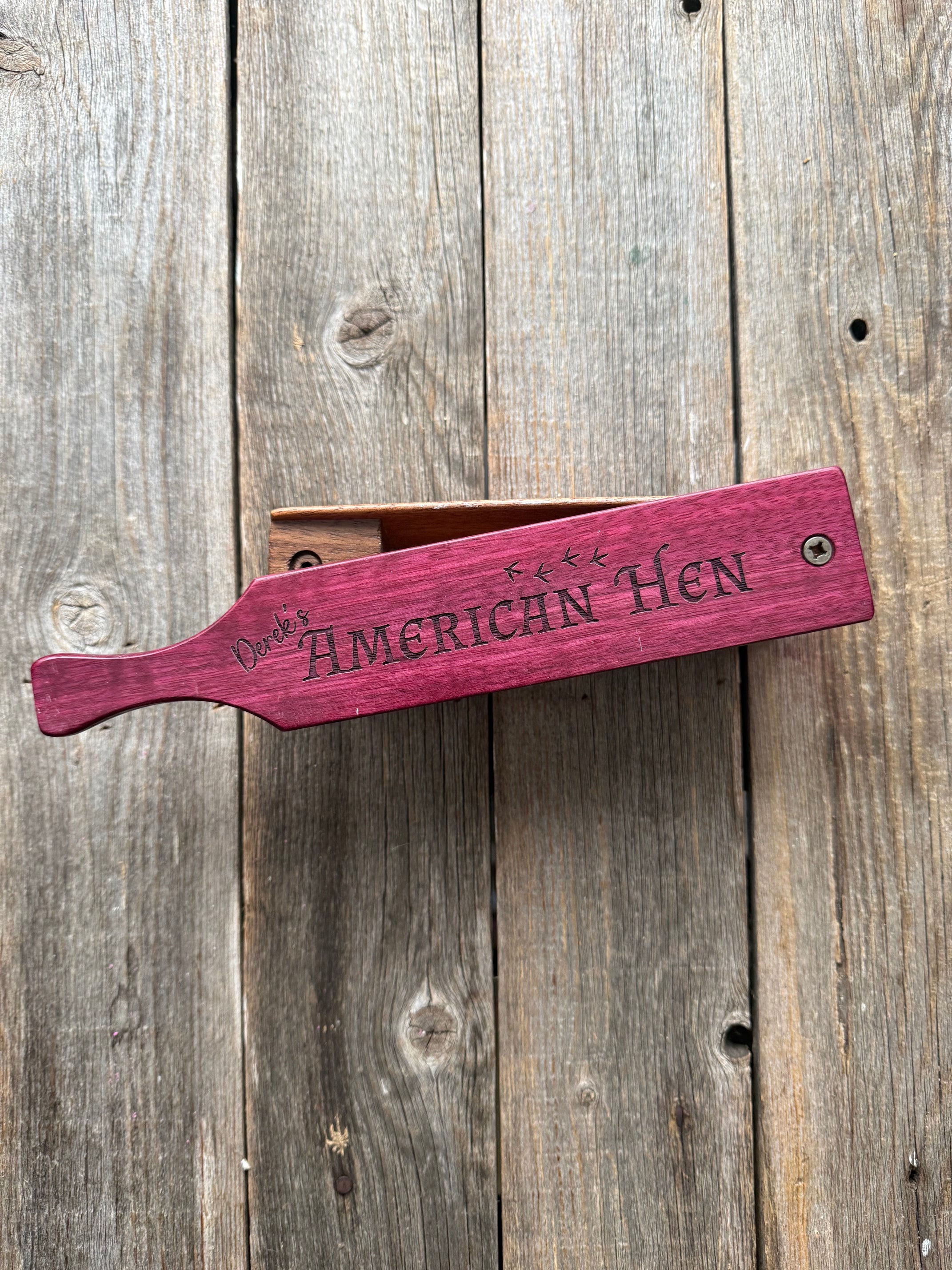 American Hen – Personalized Turkey Box Call - Purpleheart