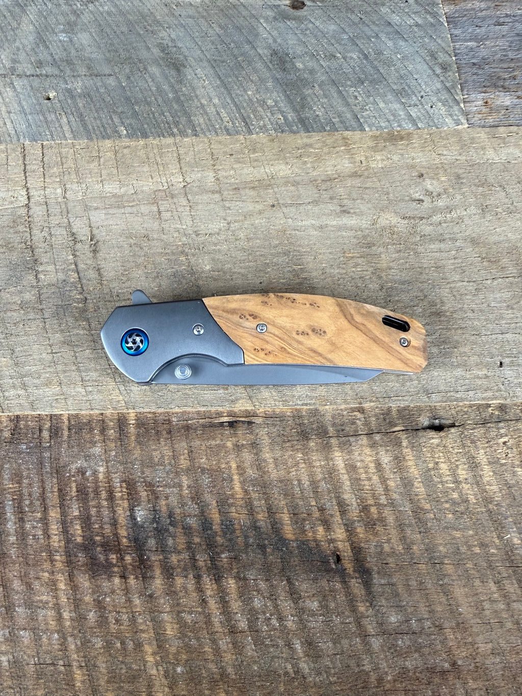 Personalized Olivewood Handle Folding Knife — Custom Engraved Pocket Knife