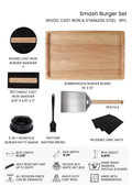 Personalized Smash Burger Set — 9-Piece Cast Iron, Wood & Stainless Steel Gift Set